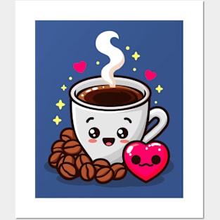 Cute Black Coffee with Love Posters and Art